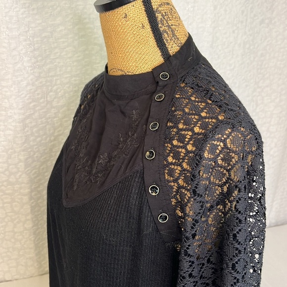 FREE PEOPLE SWEETEST THING LACE SLEEVES THERMAL TOP SMALL - Picture 5 of 16